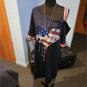 Navy Graphic Dress with American Flag Design